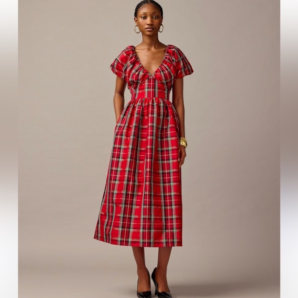 NWT J. Crew Cecily Dress Tartan Plaid Taffeta Sz 4 Christmas Holiday Party - Picture 1 of 15